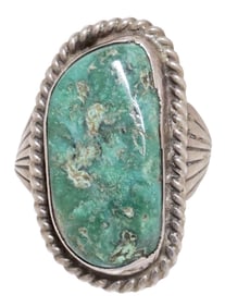 ART ACOYA NATIVE AMERICAN STERLING SILVER & TURQUOISE GENTS RING