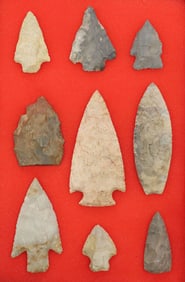 (9) ARROWHEADS, SPEAR POINTS