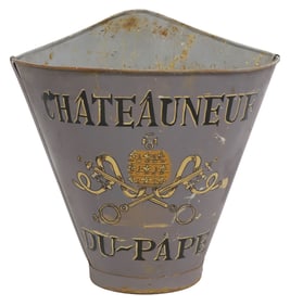 FRENCH VINEYARD PAINTED METAL GRAPE PICKER'S HOTTE