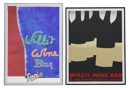 (2) LARGE FRAMED 'WILLI'S WINE BAR, PARIS' ADVERTISING POSTERS