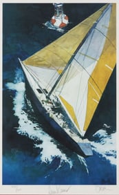 BART FORBES (B.1939) LIMITED PRINT, AMERICAS CUP RACE, SIGNED BY DENNIS CONNER (B.1942)