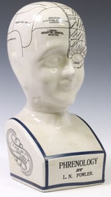 AFTER L.N. FOWLER CERAMIC PHRENOLOGY BUST