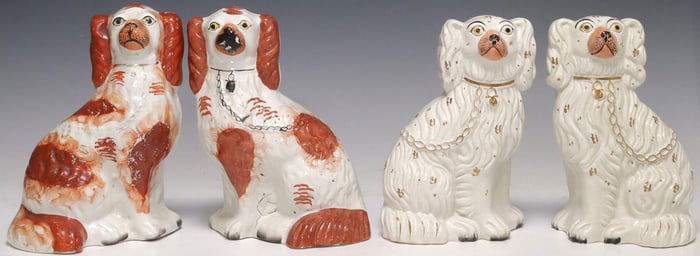 (4) ENGLISH VICTORIAN STAFFORDSHIRE MANTEL DOGS