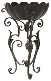 ITALIAN WROUGHT IRON SCROLLED PLANTER/JARDINERE ON STAND