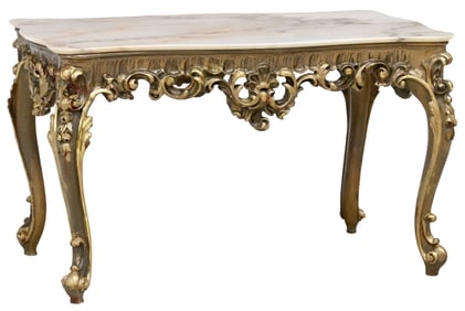 LOUIS XV STYLE GILTWOOD ONYX-TOP COFFEE TABLE