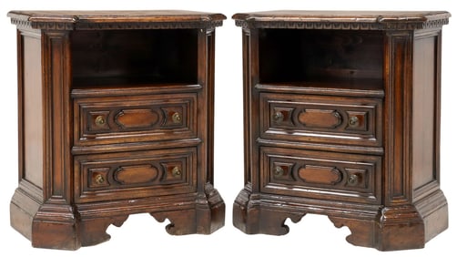 (2) ITALIAN BAROQUE STYLE CARVED  NIGHTSTANDS