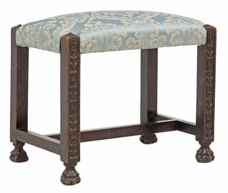 ITALIAN CARVED & UPHOLSTERED STOOL