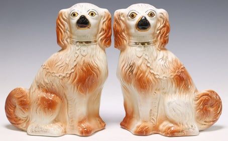 (2) ENGLISH VICTORIAN STAFFORDSHIRE MANTEL DOGS