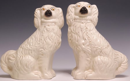 (2) ENGLISH VICTORIAN STAFFORDSHIRE MANTEL DOGS