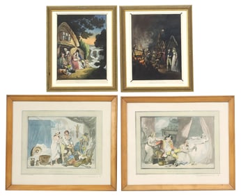(4) ENGLISH PRINTS BY & AFTER THOMAS ROWLANDSON (1756-1827), 2 AQUATINTS