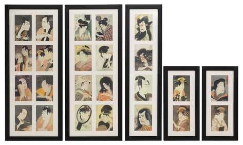 (5) FRAMED OFFSET COLOR PRINTS OF JAPANESE KABUKI ACTORS