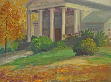 LOU-ELLEN CHATTIN (TX/NY, 1891-1937) OIL PAINTING, 'HALL OF CHRIST'