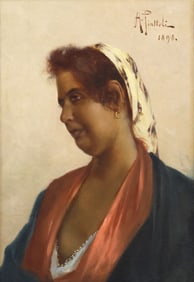 A. PIATTOLI (19TH/20TH C.) PORTRAIT ITALIAN PEASANT WOMAN