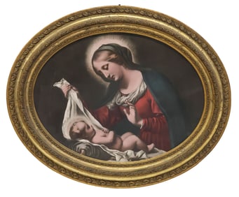 MADONNA & CHILD PRINT IN GILTWOOD FRAME