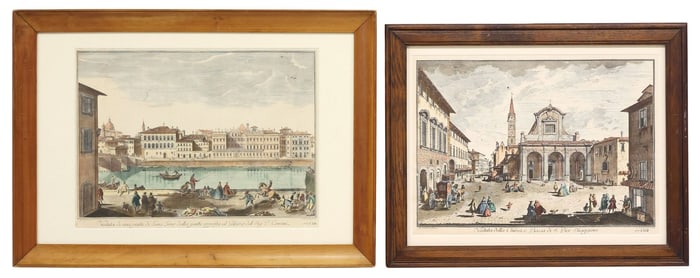 (2) ENGRAVINGS AFTER GIUSEPPE ZOCCHI VIEWS OF FLORENCE ITALY