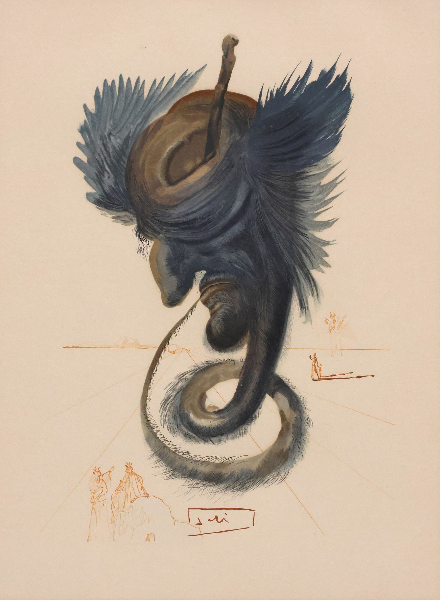 AFTER SALVADOR DALI WOOD ENGRAVING DIVINE COMEDY INFERNO (1 of 4)