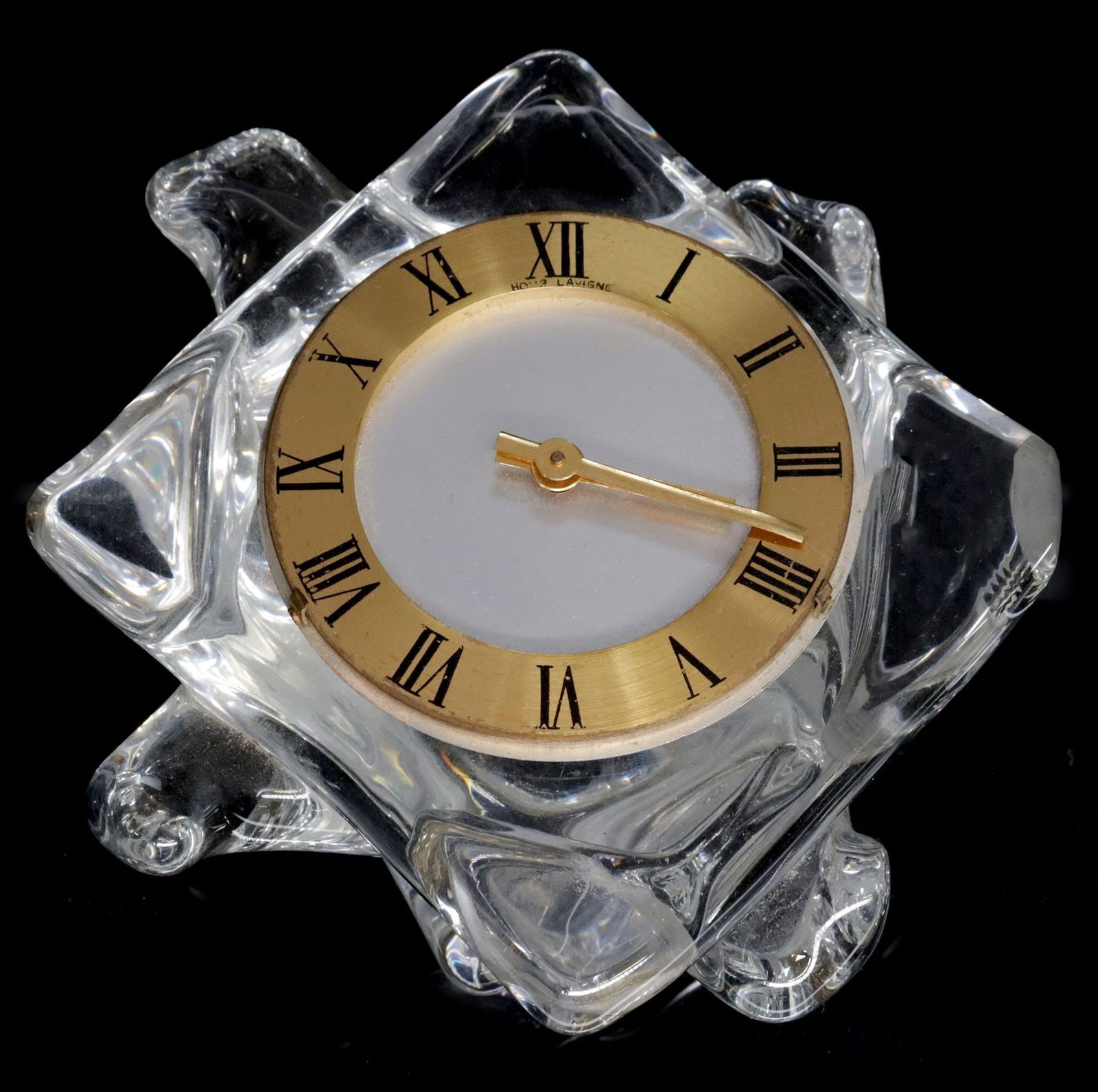 FRENCH CRISTALLERIE SCHNEIDER ART CRYSTAL DESK CLOCK (1 of 4)