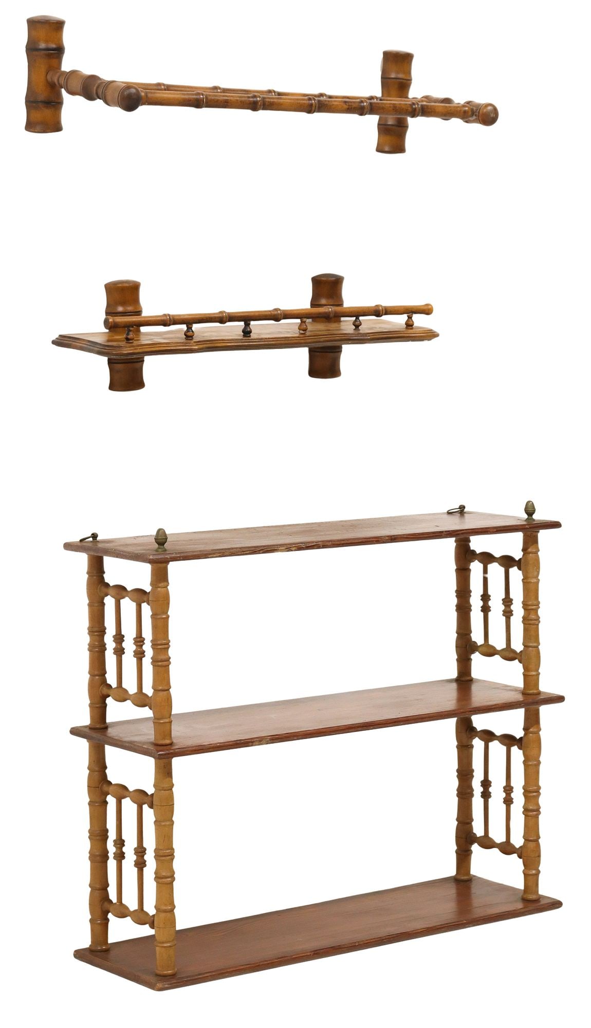 (3) FRENCH FAUX BAMBOO TURNED WOOD WALL BRACKETS (1 of 5)