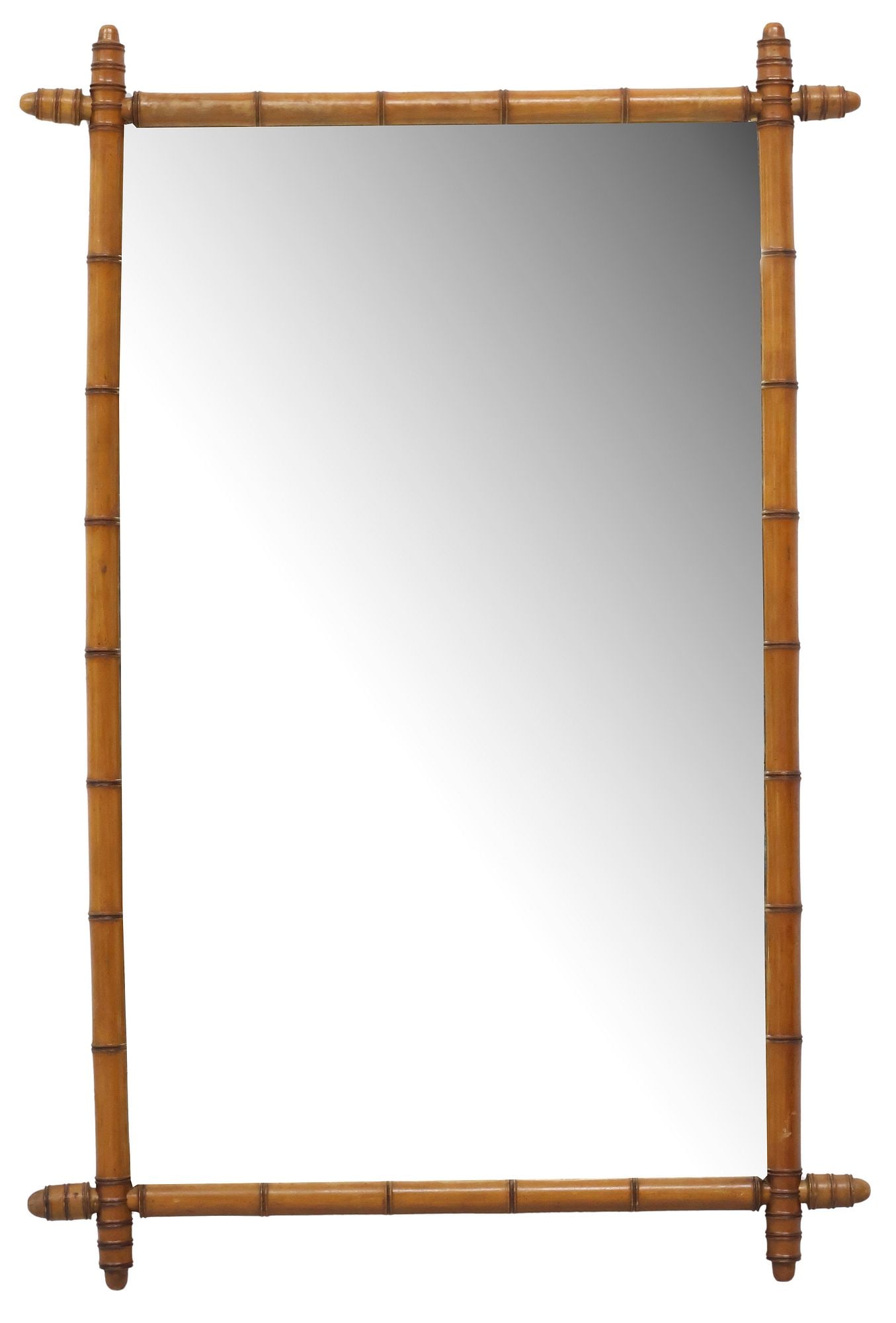 LARGE FRENCH FAUX BAMBOO MIRROR, 50" X 33.5" (1 of 3)
