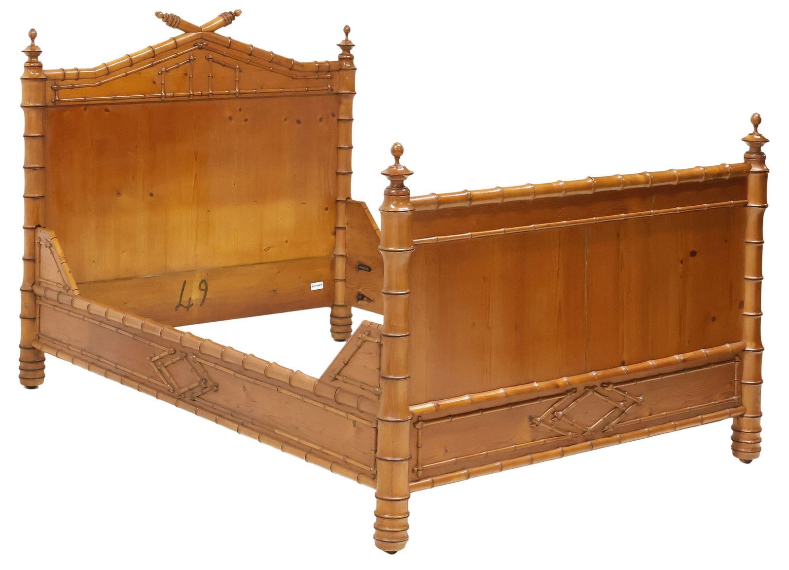 FRENCH PINE & TURNED FAUX BAMBOO BED (1 of 2)