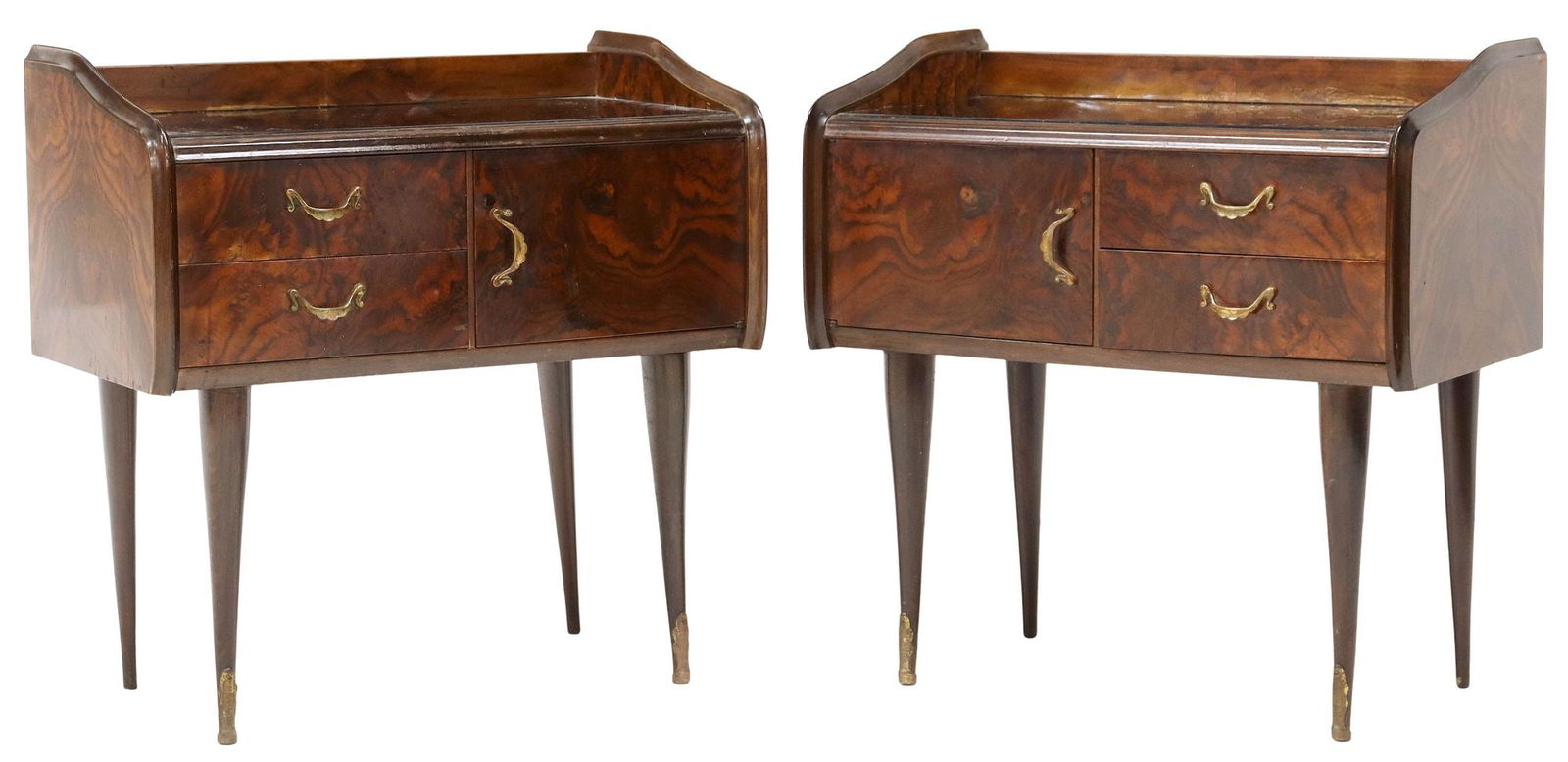 (2) ITALIAN MID-CENTURY MODERN BURLWOOD NIGHTSTANDS (1 of 6)
