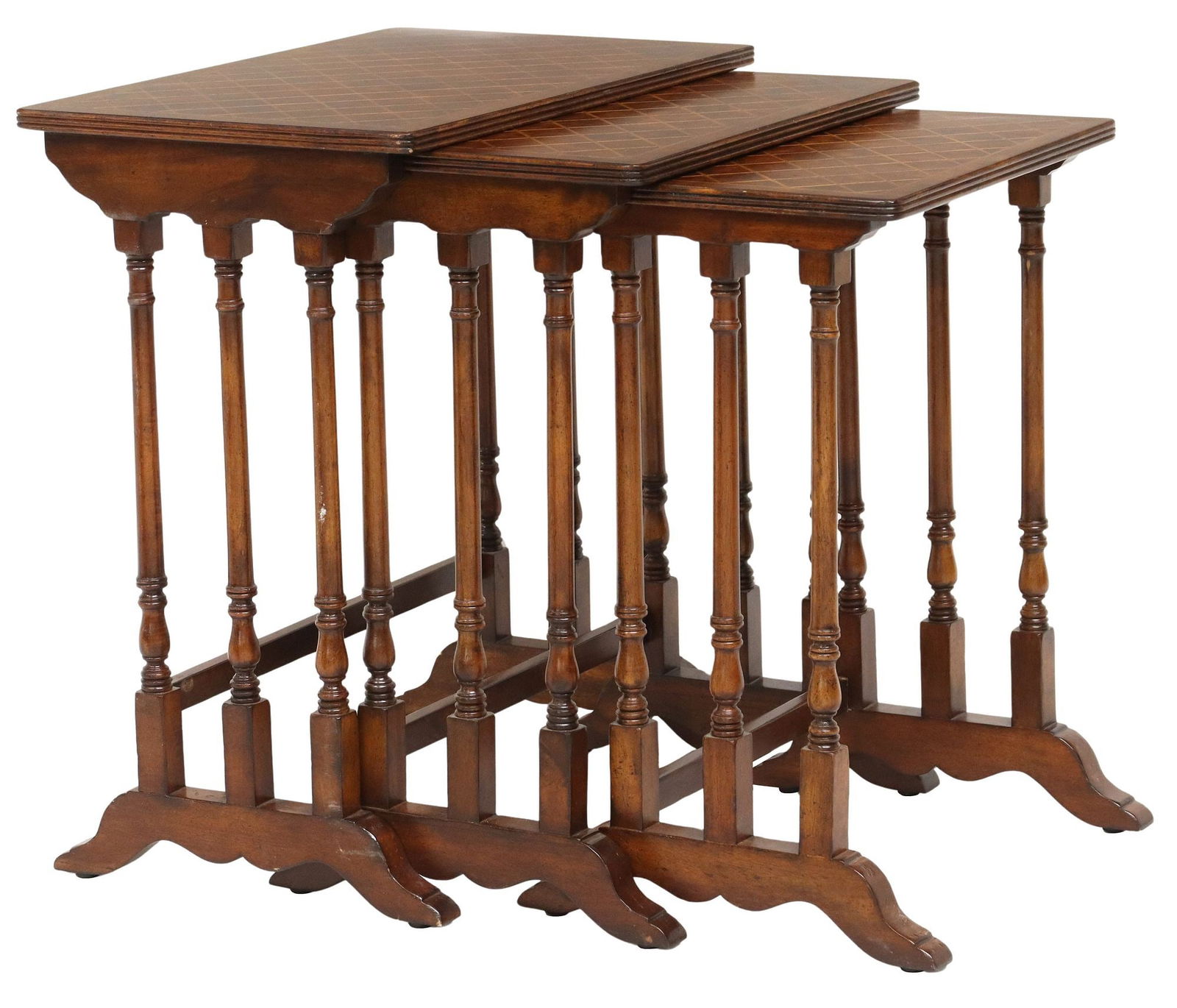 (3) JOHN-RICHARD 'EUROPEAN CROSSROADS'  PARQUETRY-TOP NESTING TABLES (1 of 7)