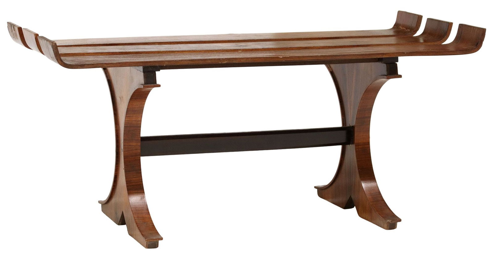 ITALIAN MID-CENTURY MODERN SLATTED MAHOGANY BENCH (1 of 4)