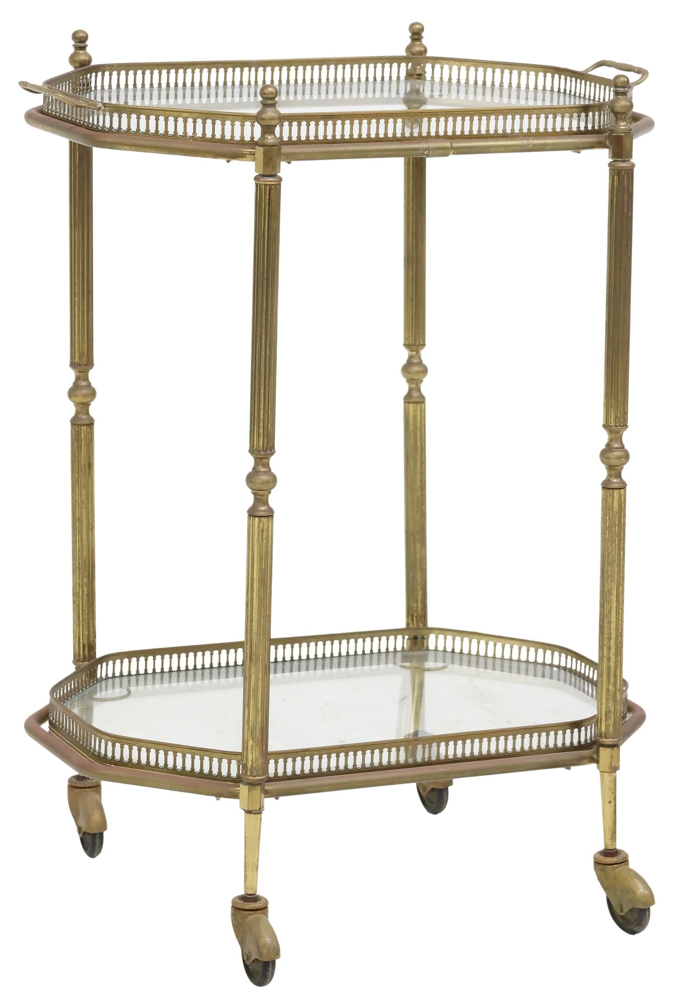 ITALIAN BRASS & GLASS TRAY-TOP TWO-TIER SERVICE CART (1 of 4)