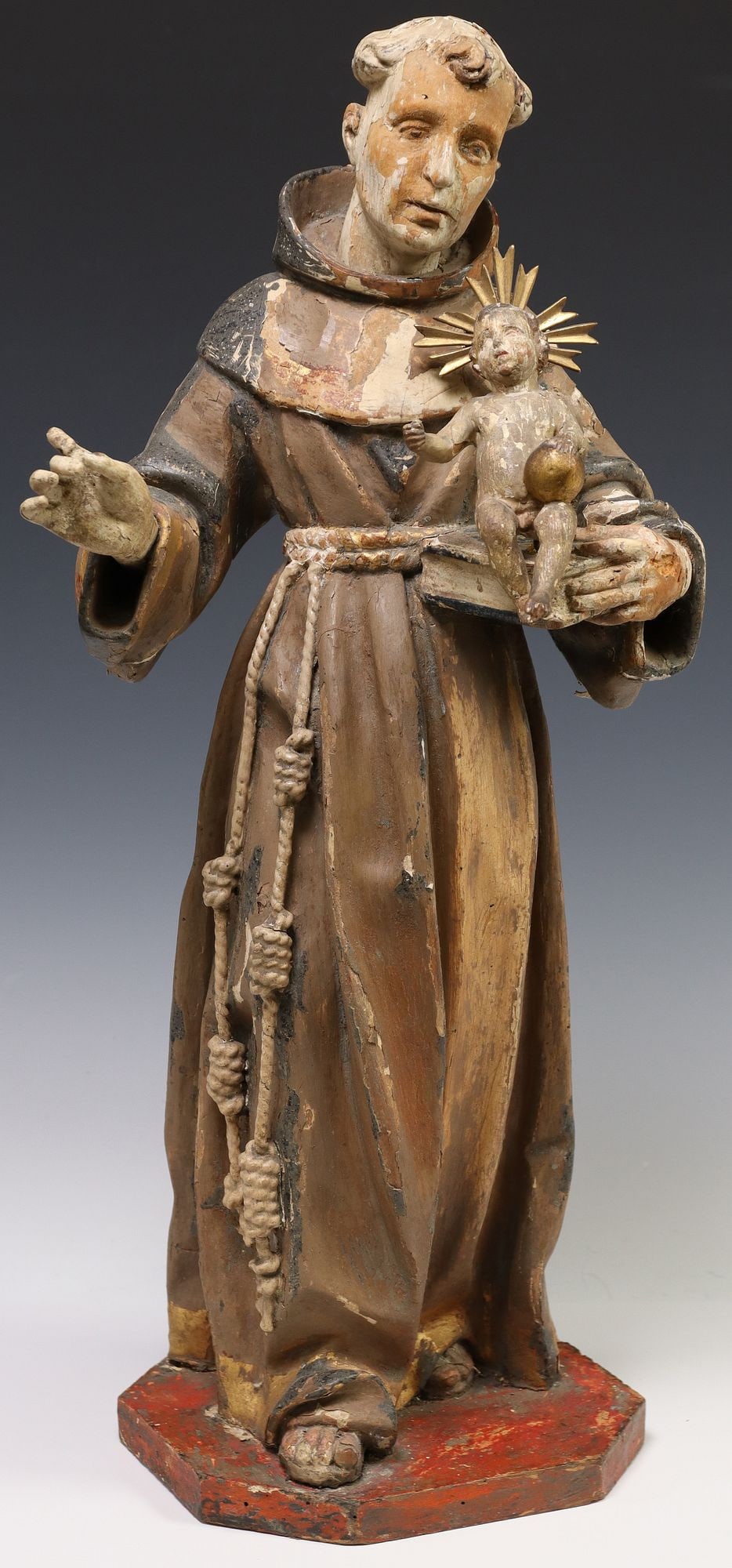 SPANISH COLONIAL RELIGIOUS SANTO FIGURE, SAN ANTONIO DE PADUA (1 of 4)