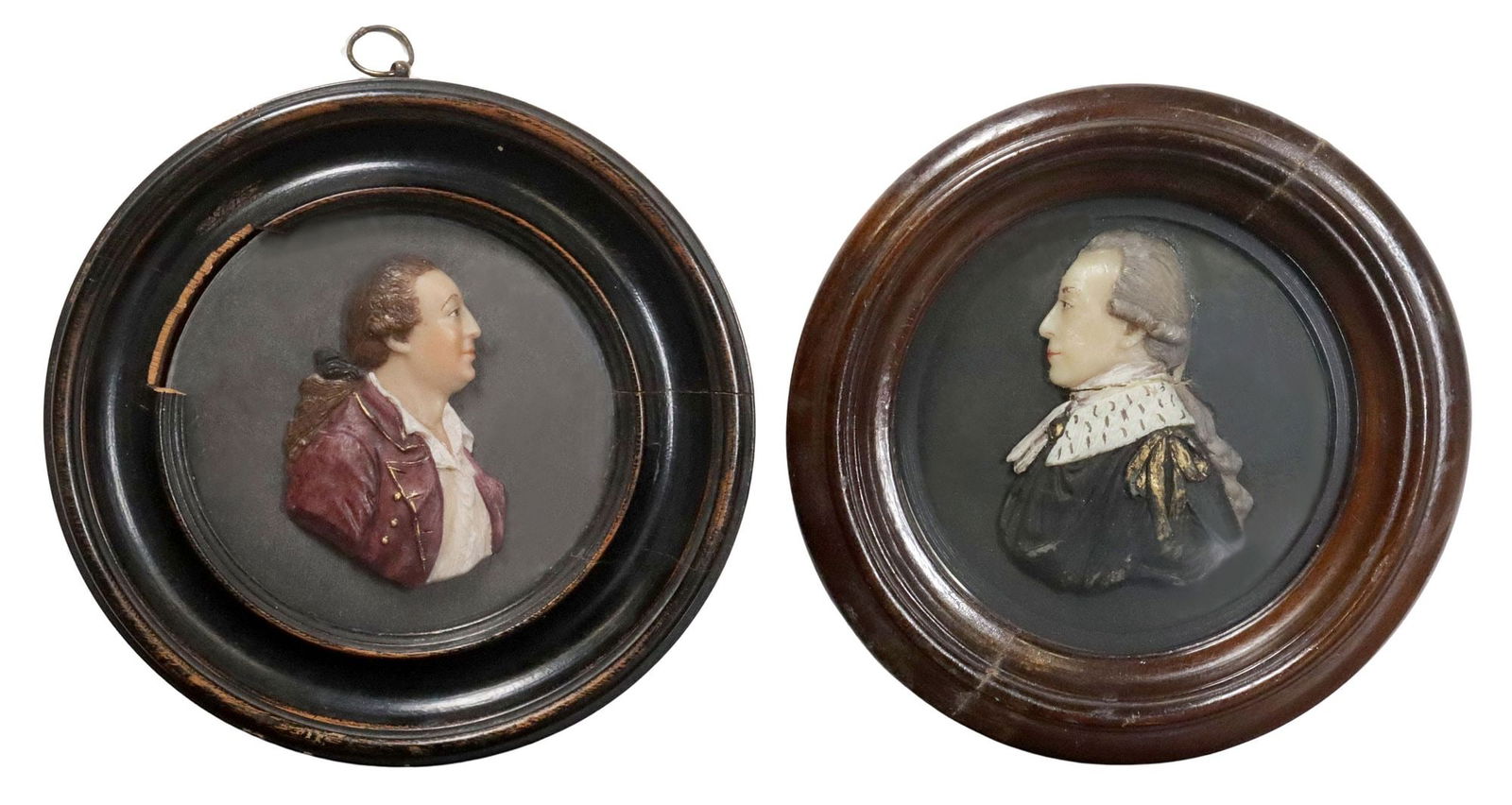 (2) FRAMED WAX PORTRAIT RELIEFS, 18TH C. (1 of 4)