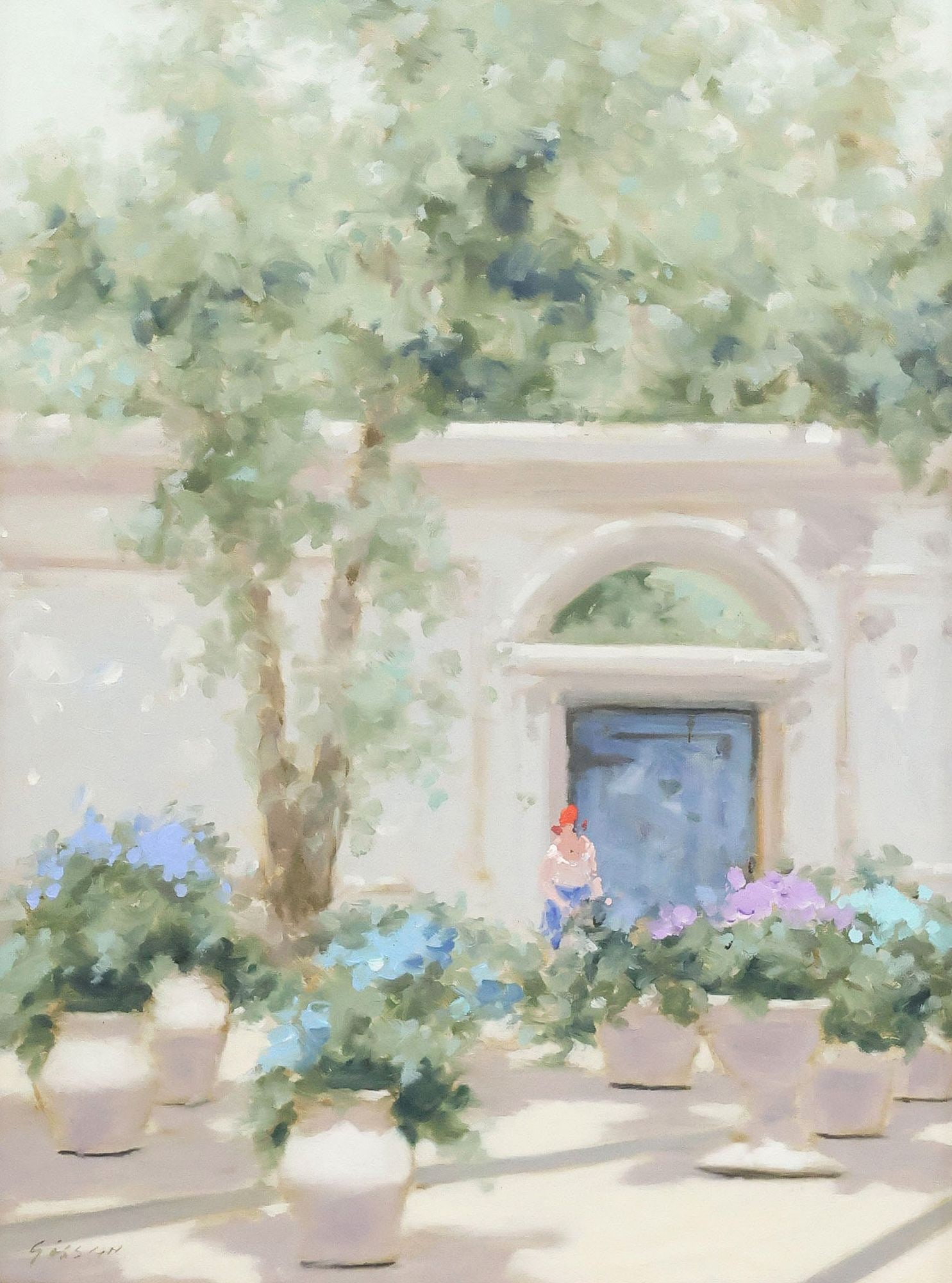 ANDRE GISSON (1921-2003) COURTYARD GARDEN, 16" X 12" (1 of 4)