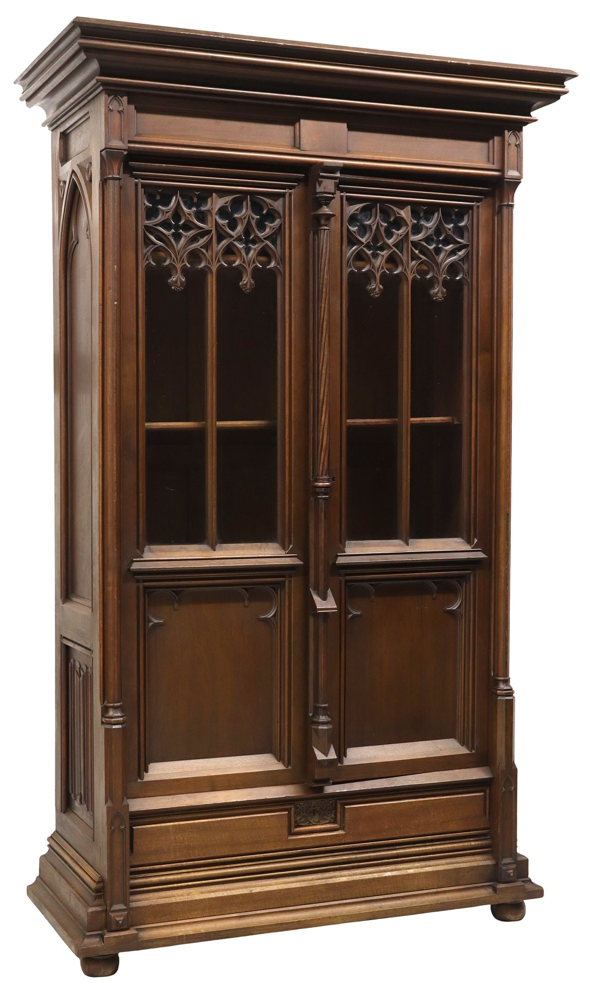 FRENCH GOTHIC REVIVAL CARVED WALNUT BOOKCASE (1 of 4)