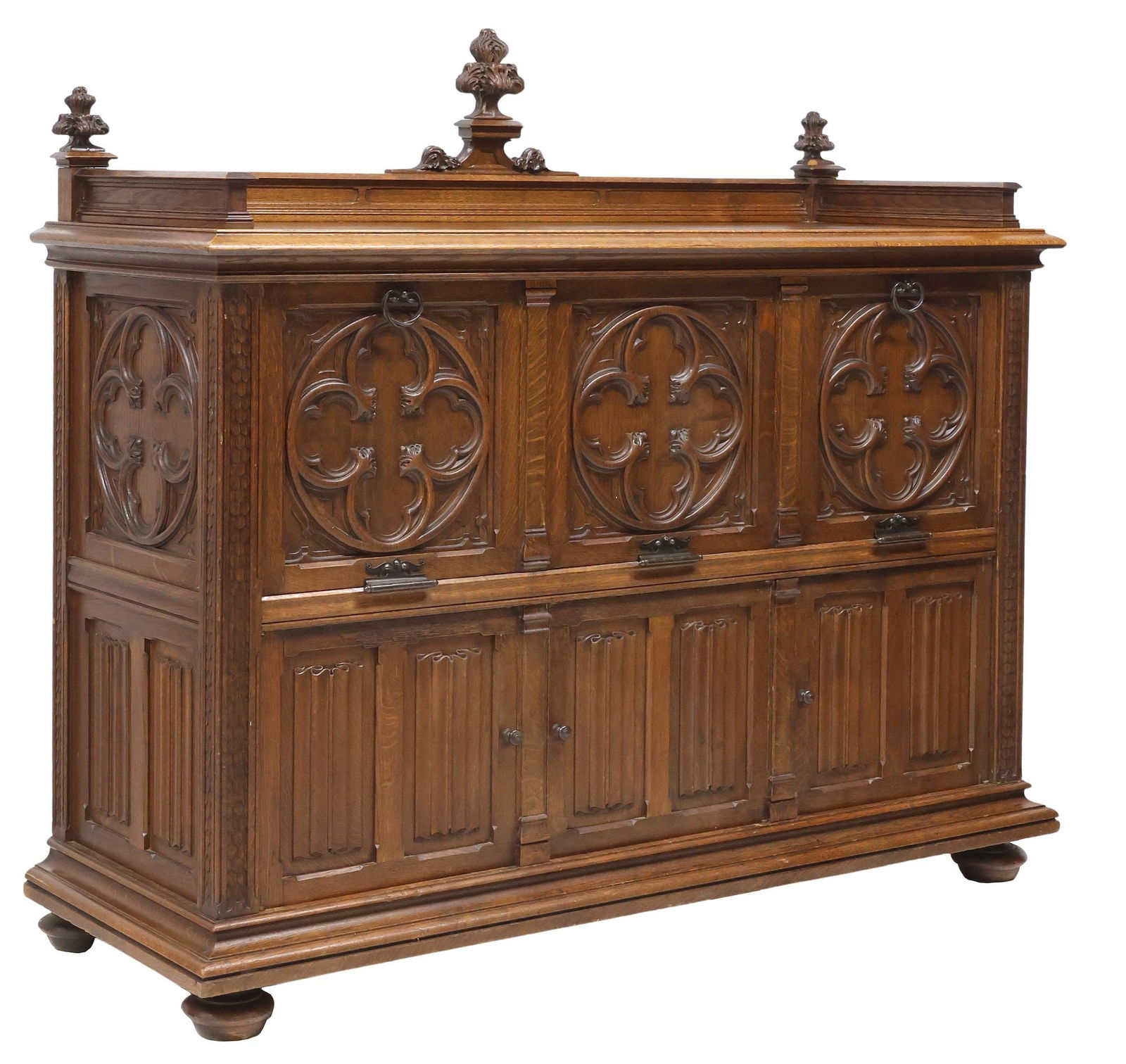 FRENCH GOTHIC REVIVAL CARVED OAK VESTMENT CABINET (1 of 5)