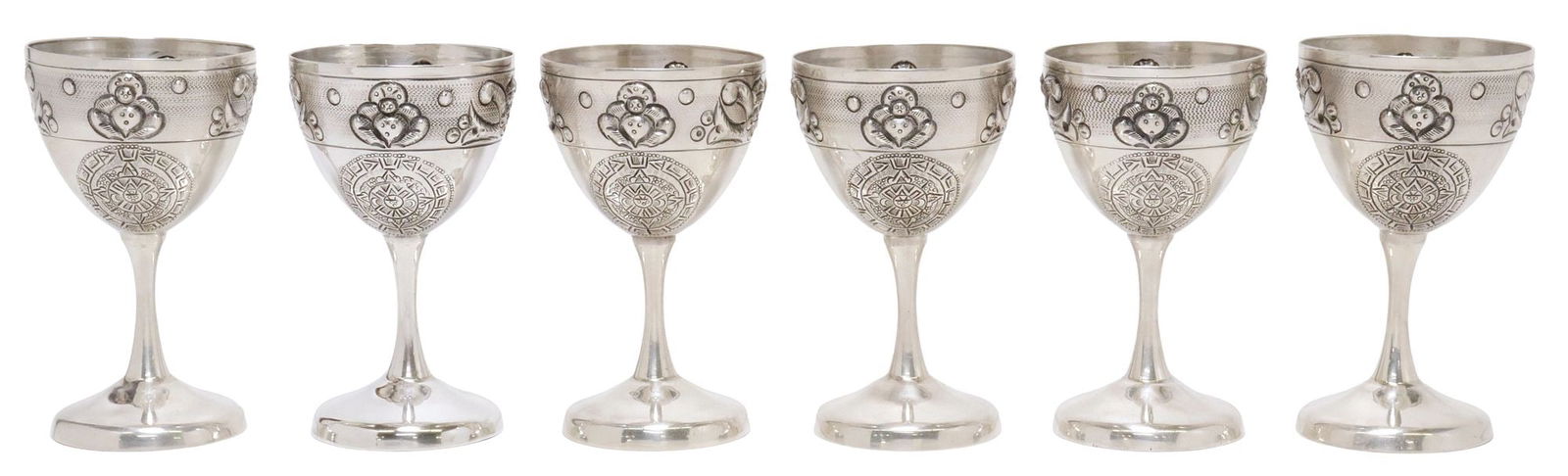 (6) MACIEL MEXICO AZTEC CALENDAR STERLING SILVER GOBLETS (1 of 5)