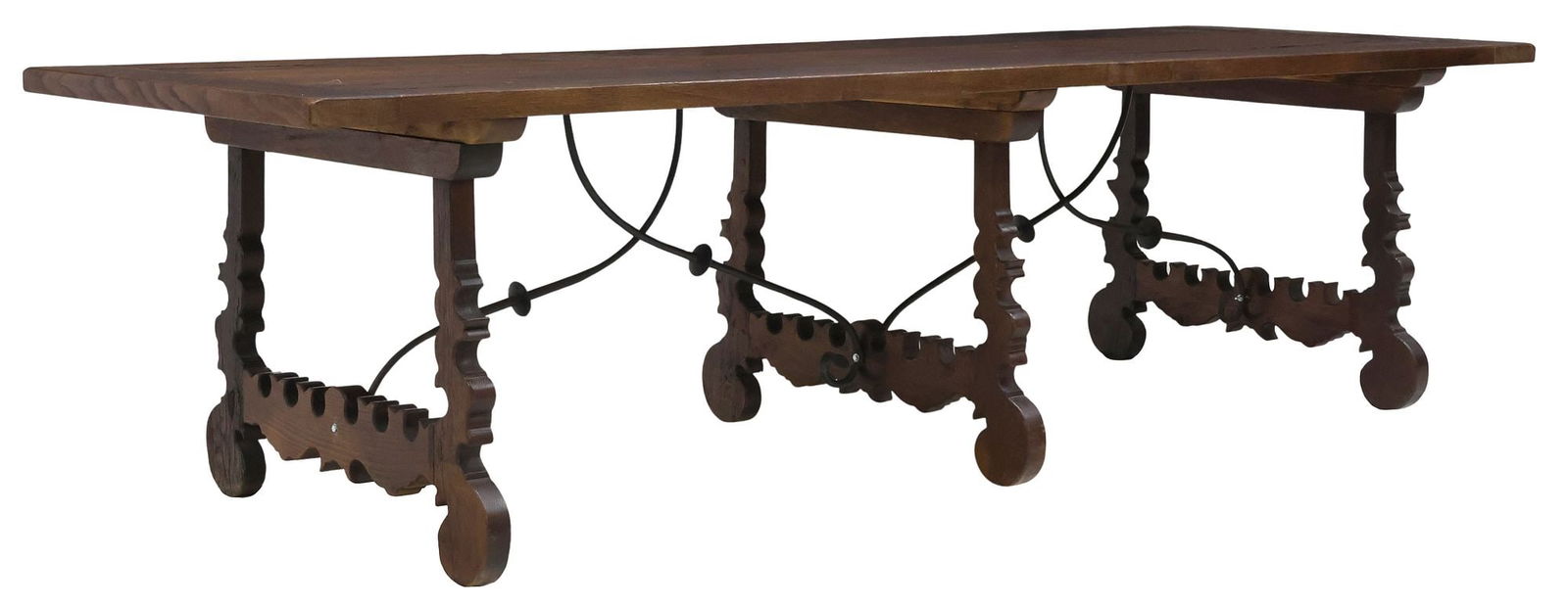 MONUMENTAL SPANISH BAROQUE STYLE OAK DINING TABLE, 118"L (1 of 5)