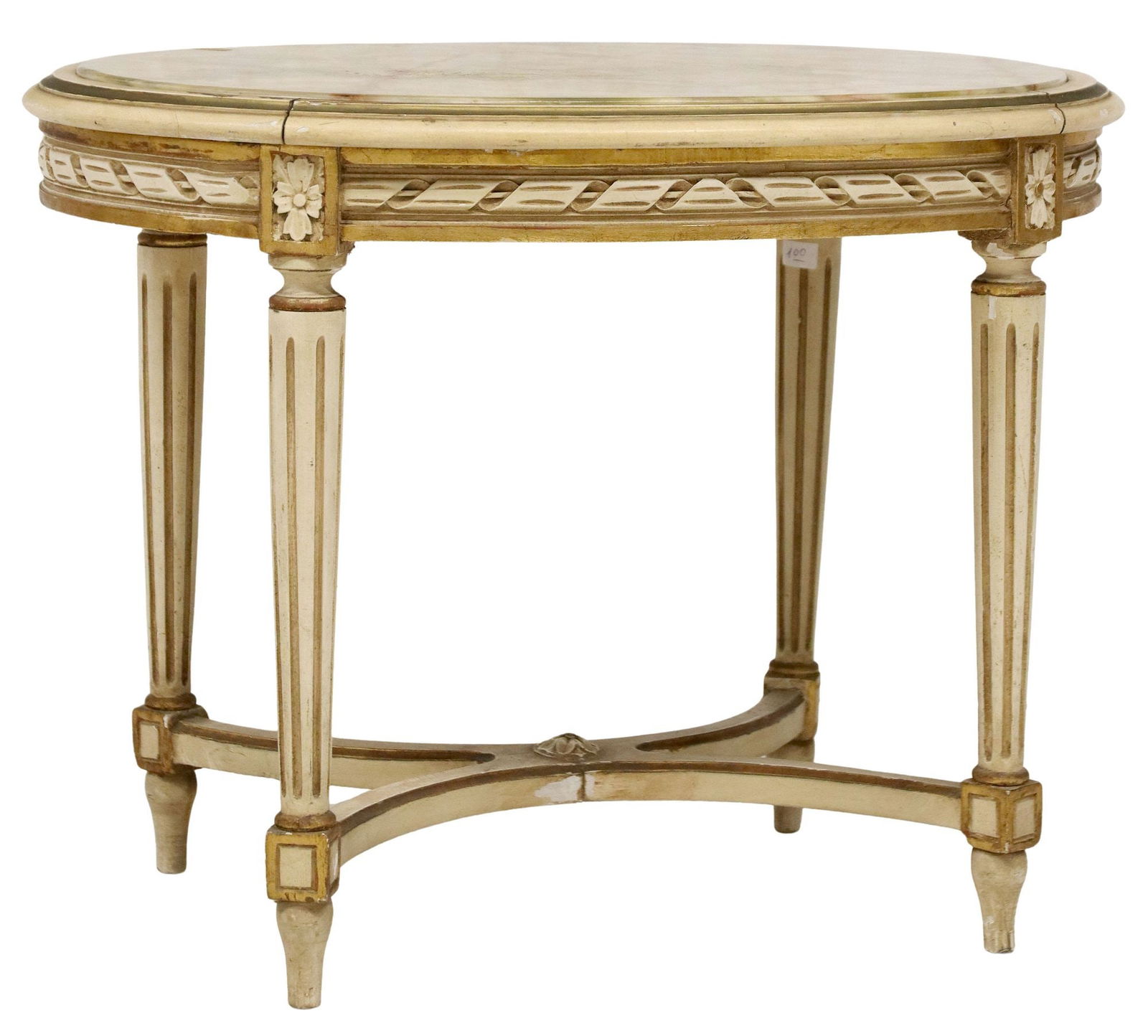 FRENCH LOUIS XVI STYLE ONYX-TOP PAINTED COFFEE TABLE (1 of 4)