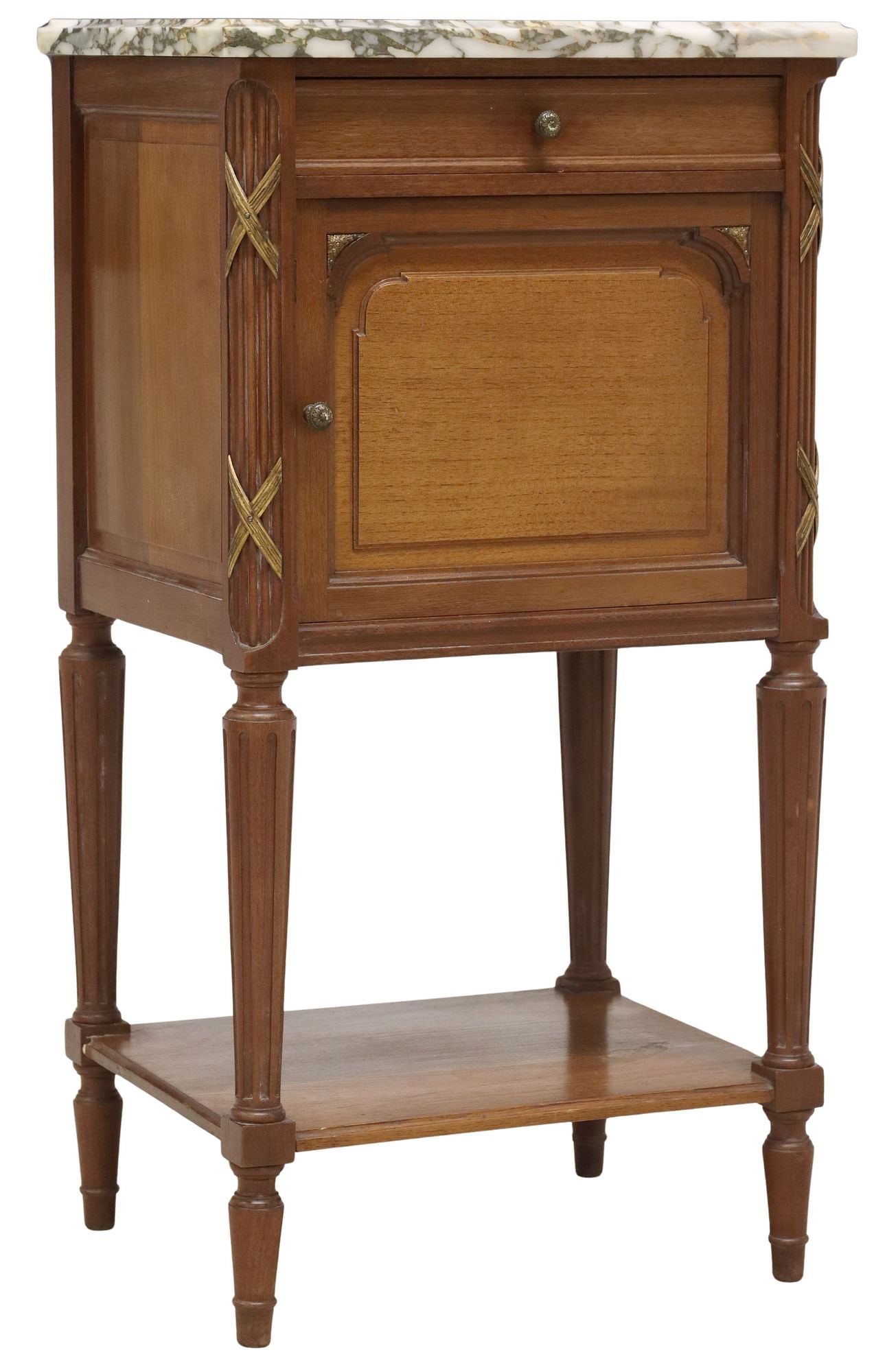 ORNATE LOUIS XV STYLE MARBLE-TOP ORMOLU MOUNTED COMMODE A VANTAUX (1 of 5)