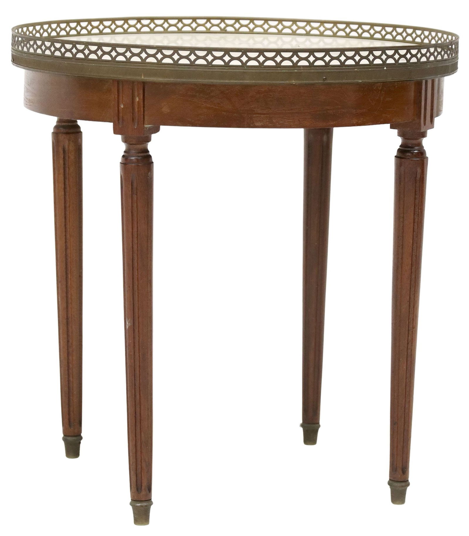 FRENCH LOUIS XVI STYLE MARBLE-TOP MAHOGANY SIDE TABLE (1 of 4)