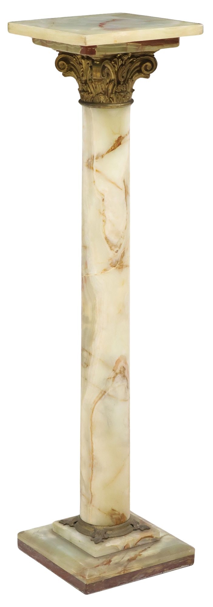 ITALIAN GILT METAL & GREEN ONYX COLUMN PEDESTAL (1 of 4)