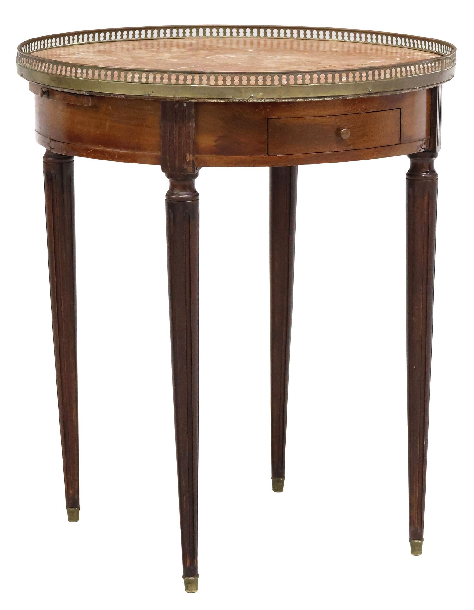 FRENCH LOUIS XVI STYLE MARBLE-TOP MAHOGANY BOUILLOTTE TABLE (1 of 5)