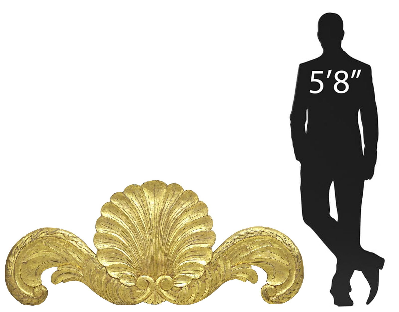 LARGE ITALIAN GILTWOOD ARCHITECTURAL OVER-DOOR WALL ORNAMENT, 30" X 71" (1 of 3)