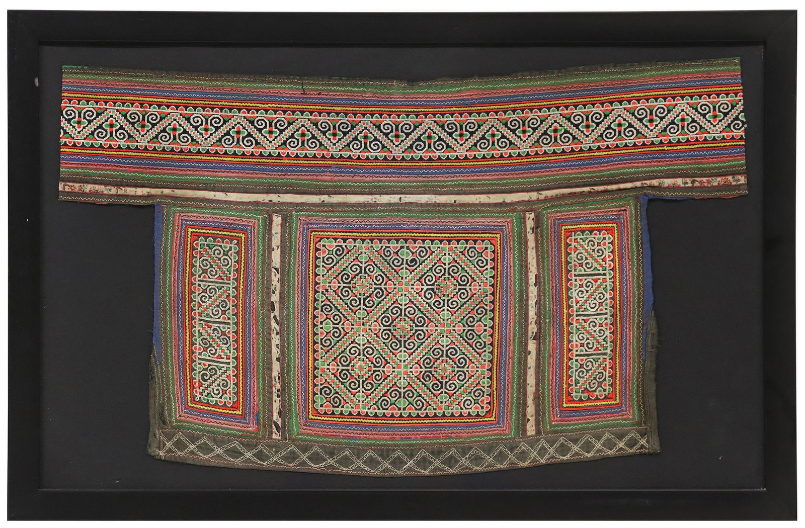 FRAMED CHINESE EMBROIDERED TEXTILE MIAO BABY CARRIER (1 of 4)