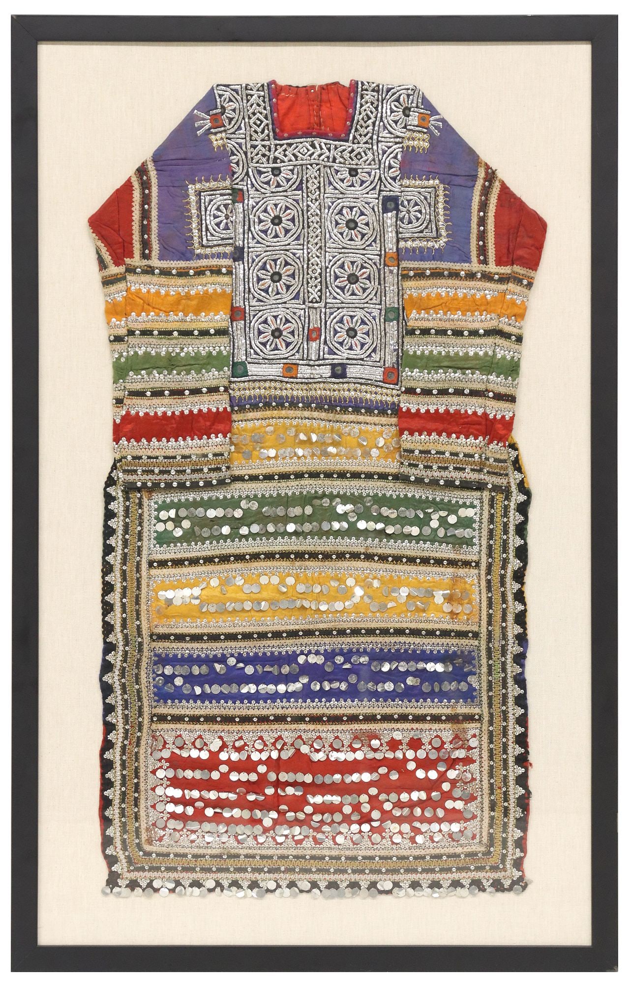 FRAMED SOUTH ASIAN SINDHI EMBROIDERED TEXTILE WEDDING ROBE (1 of 4)