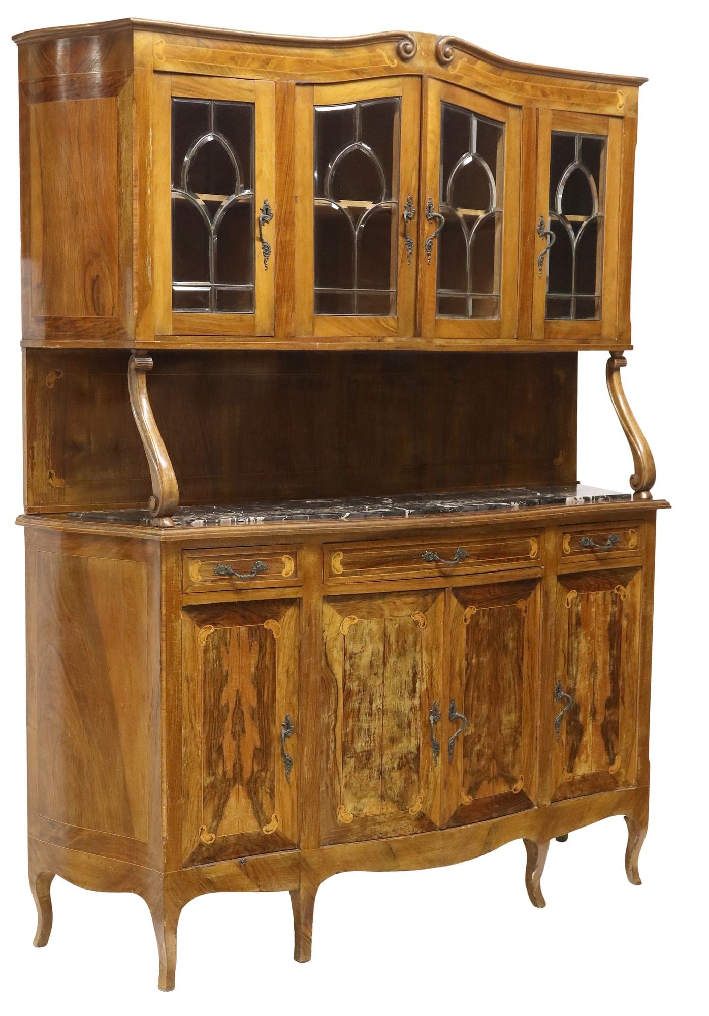 ITALIAN FIGURED WALNUT DISPLAY SIDEBOARD (1 of 7)