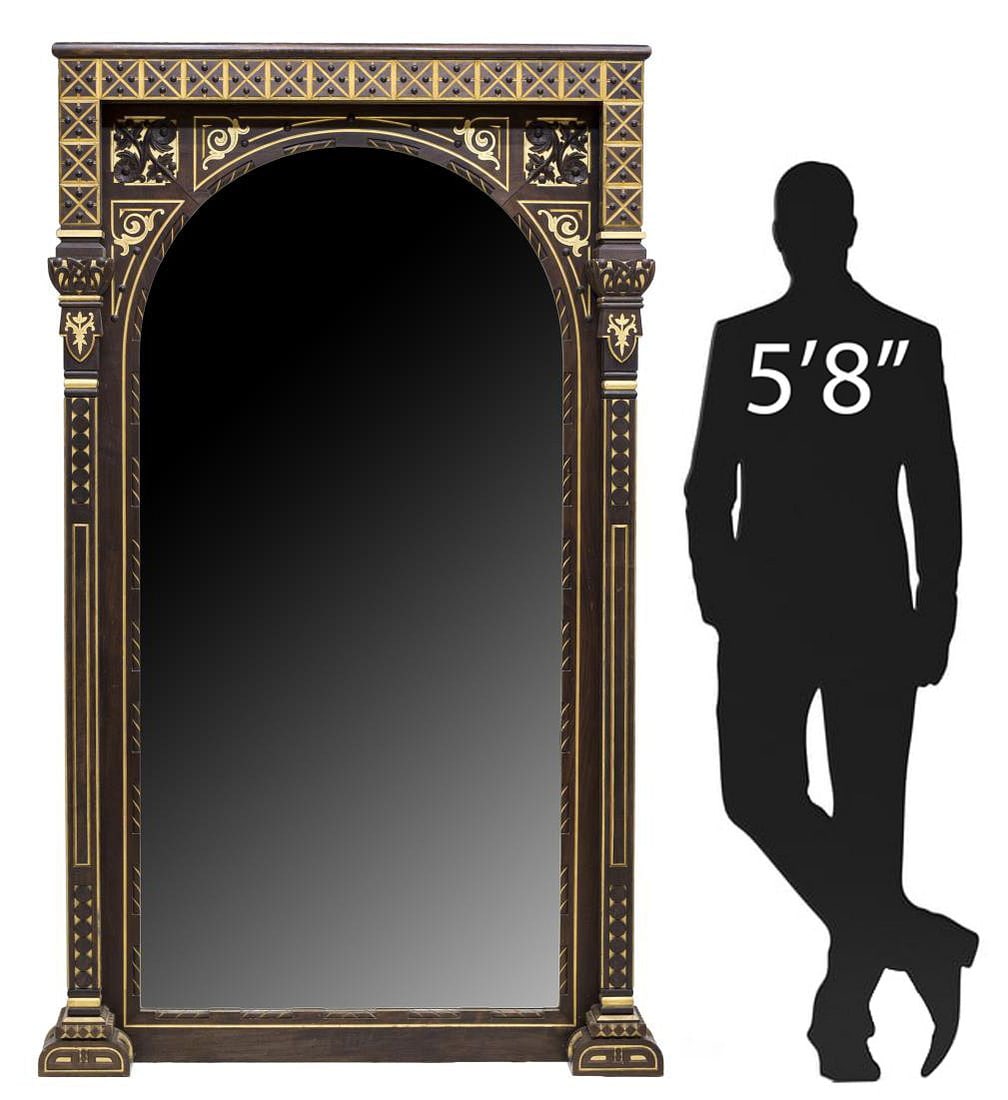 LARGE SPANISH PARCEL GILT ARCHITECTURAL WALL MIRROR, 79"H (1 of 4)