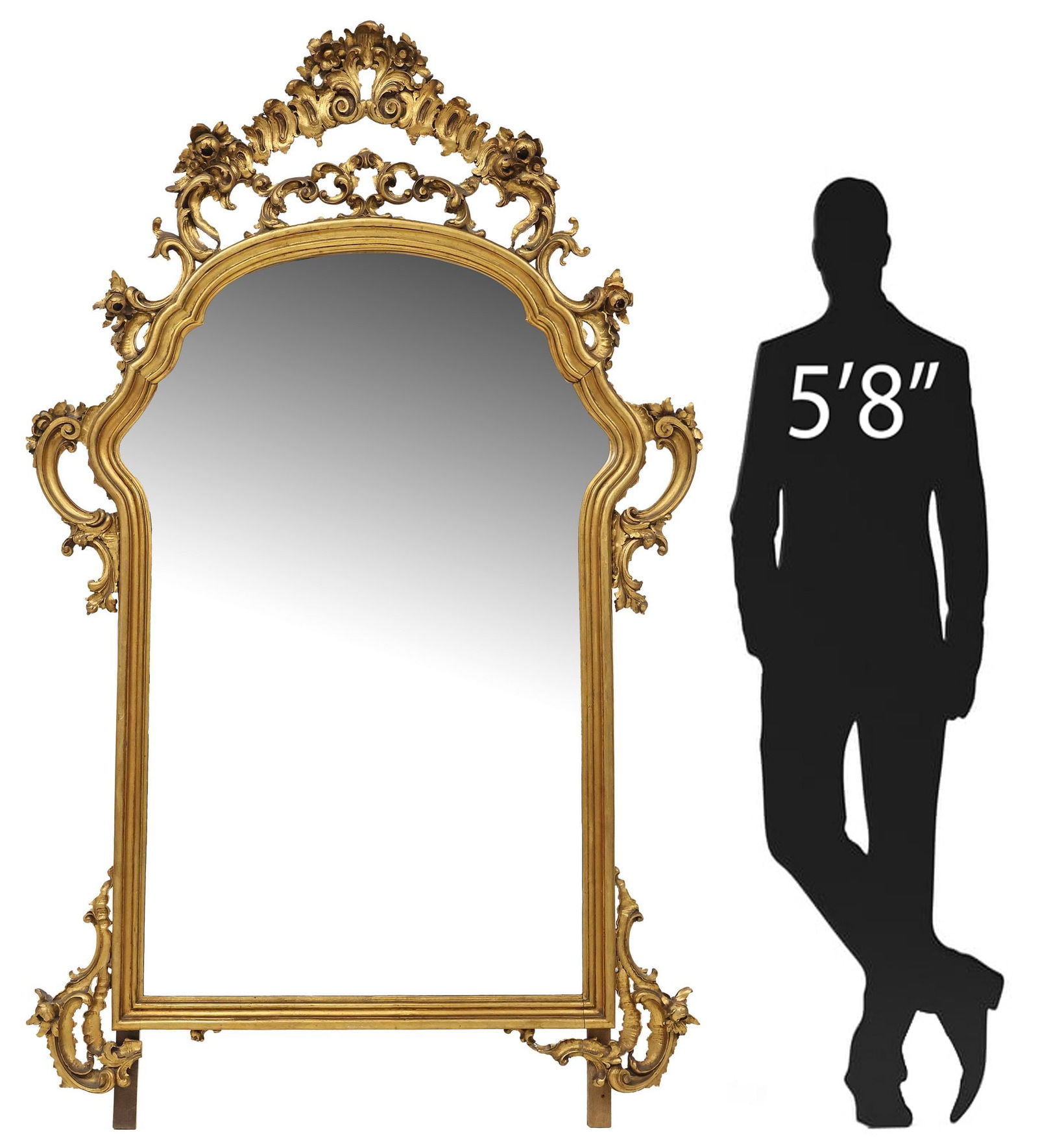 LARGE LOUIS XV STYLE GILT PAINTED MIRROR, 77"H (1 of 4)