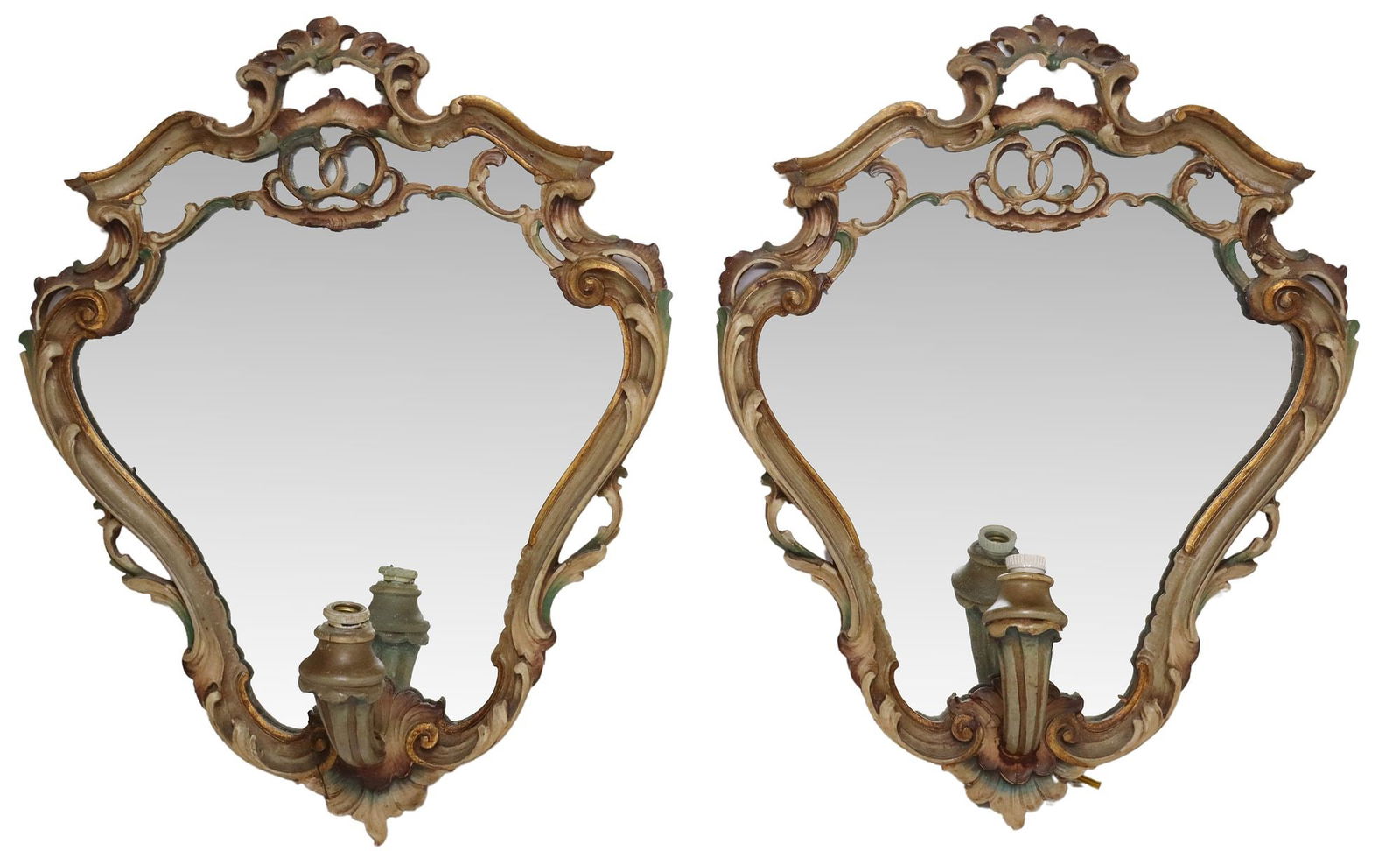 (2) ITALIAN LOUIS XV STYLE PAINTED GIRANDOLE MIRRORS (1 of 3)