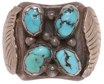 GENTS SOUTHWEST SILVER & TURQUOISE RING
