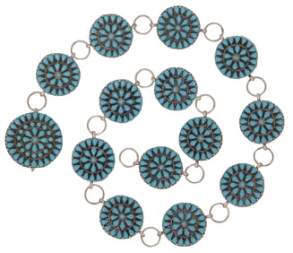 SOUTHWEST STYLE SILVER-TONE METAL & CABOCHON CLUSTER BELT