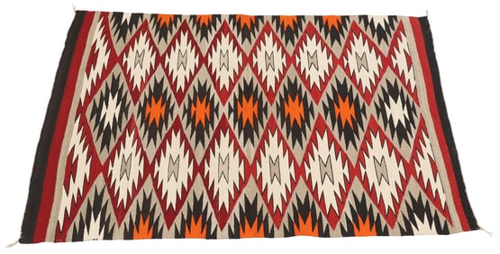 NATIVE AMERICAN NAVAJO RED MESA 'EYE DAZZLER' RUG, 4'8.25" X 3'4"